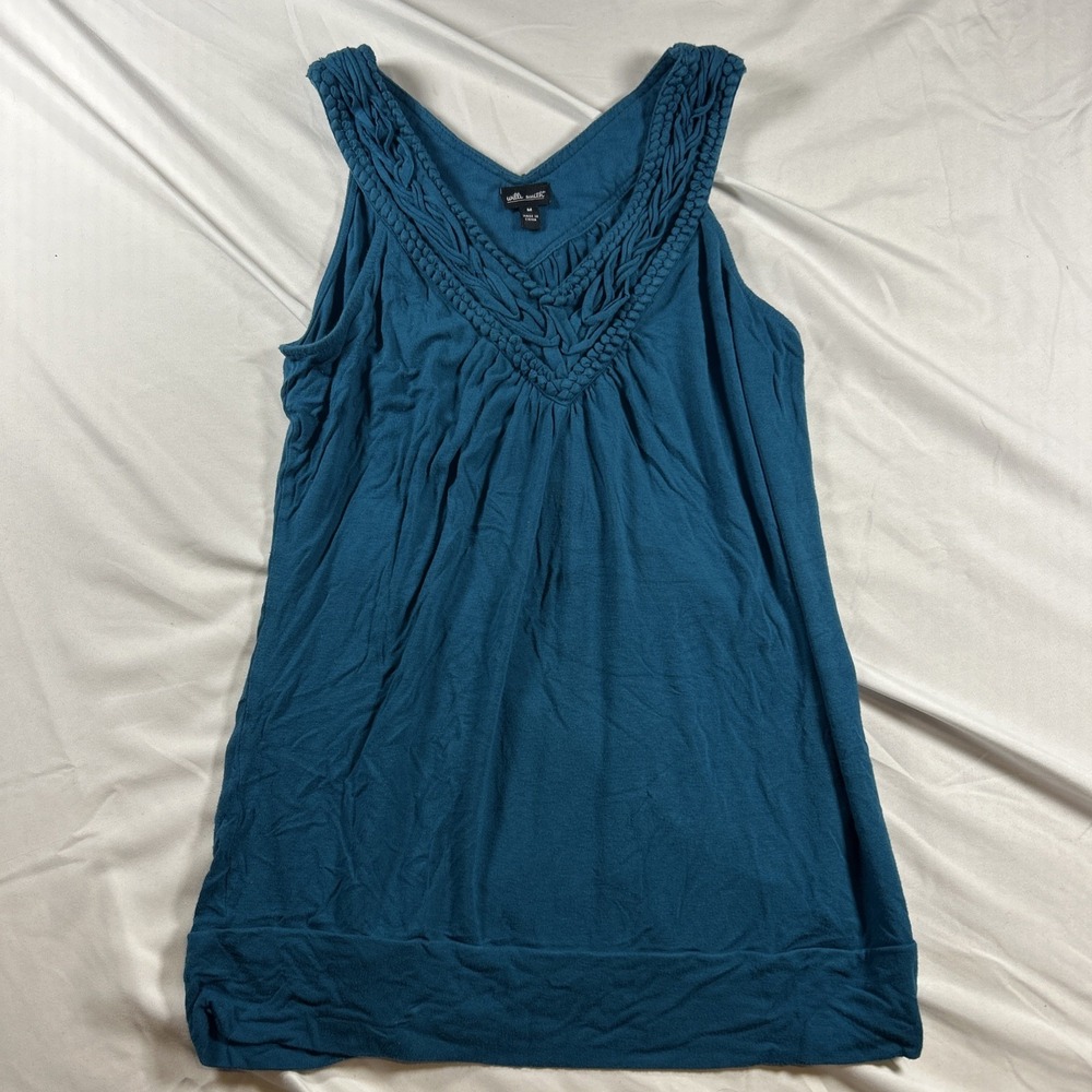 Willi Smith Womens Teal Sleeveless Knee Length Top Spring Medium